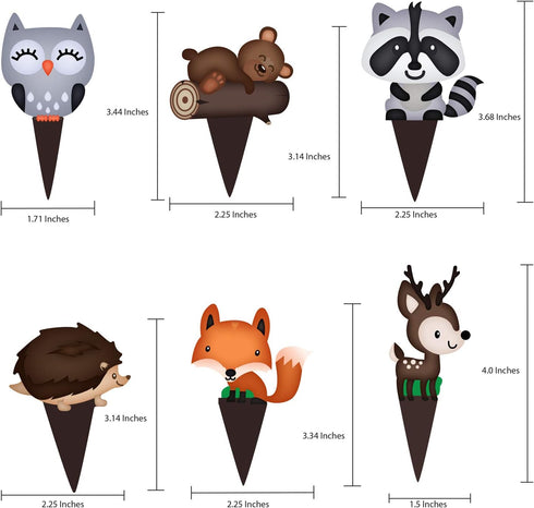 Pretty Cute Studios 48 Count Woodland Animals Cupcake and Cake Toppers – Includes 8 Owls, 8 Teddy Bears, 8 Raccoons, 8