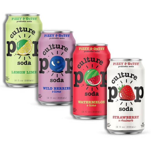 Culture Pop Soda Sparkling Probiotic Drink, Vegan Soda for Gut Health, Non-GMO,