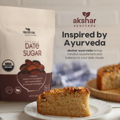 100% (1.1 lb (500gm 2 pack)) akshar ayurveda - Organic Date Sugar, Raw Organic Sugar Alternative for Baking