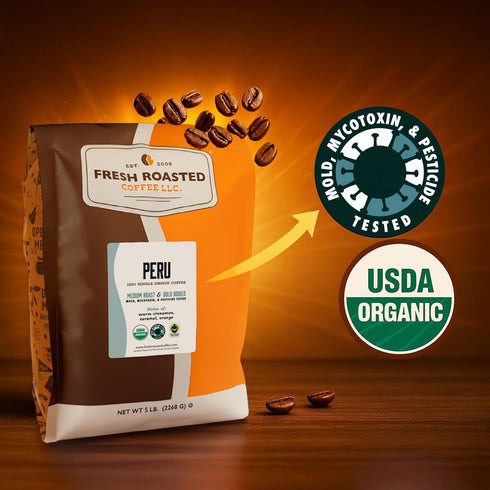 3rd 100% 2 lb (32 oz) Fresh Roasted Coffee, USDA Organic Peru | Party Tested for Pesticides, Mold, Mycotoxins, Kosher |