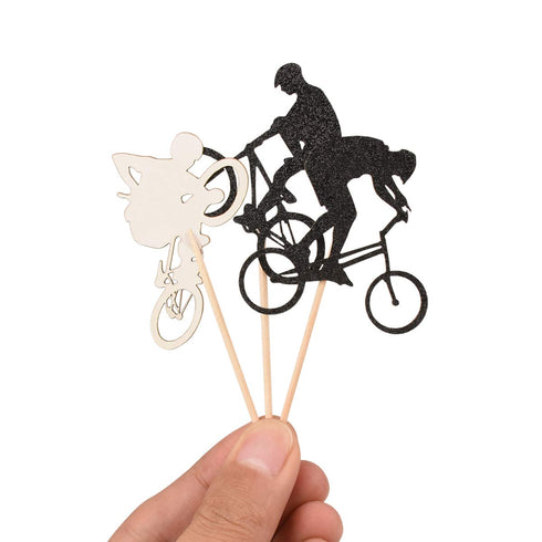 Donoter 48 Pcs Glitter BMX Bicycle Cupcake Topper Picks for Bike Theme Birthday Party Cake Decorations
