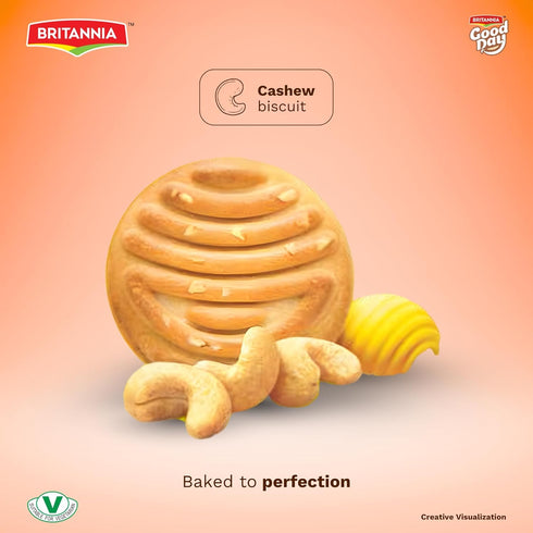 231g (8.1 oz) Britannia Good Day Cashew Cookies, Crunchy Cashew Biscuits, Perfect Tea-Time & Anytime Snack