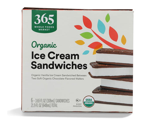 365 by Whole Foods Market , Ice Cream Sandwiches Organic 6 Count, 21.9 Fl Oz