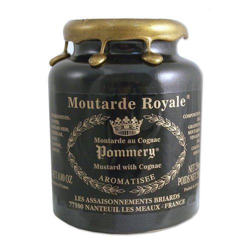 Pommery French Whole Grain Royal Mustard flavored with Cognac in a Crock -