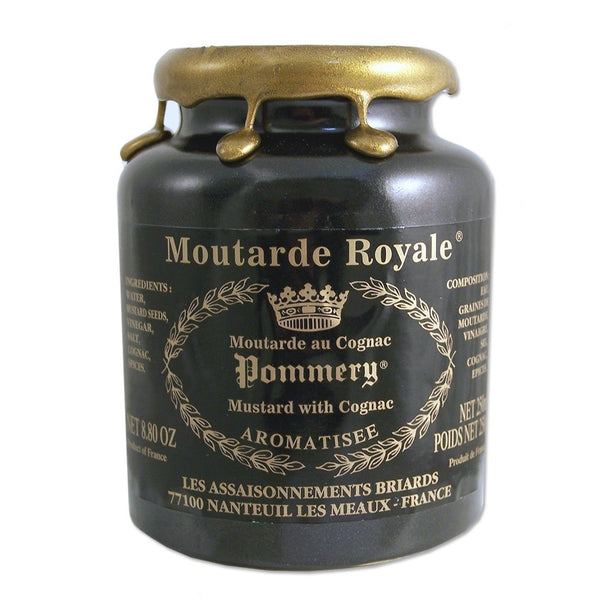 Pommery French Whole Grain Royal Mustard flavored with Cognac in a Crock -
