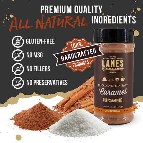 16.4 Oz Lane's Chocolate Sea-Salt Caramel Seasoning, All-Natural Sea Salt Caramel Chocolate Seasoning for Cake, Hot