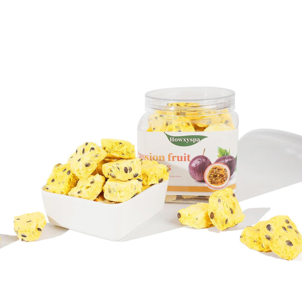 Howxyspa Freeze-Dried Passion Fruit Chunks 3.6 oz Sugar FreeNo Additives,Fruit slice tea