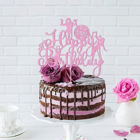 Microphone Happy Birthday Cake Topper-Music Lover Birthday DecorationsGlitter Host Music Cake Decor Karaoke Musical