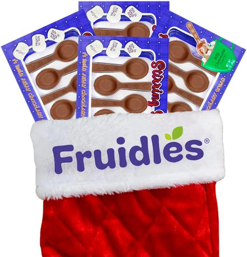 3oz (12-Pack) Fruidles Christmas Chocolate Stirring Spoons Holiday Treats, Milk Chocolaty 'n Smooth, Hot Chocolate