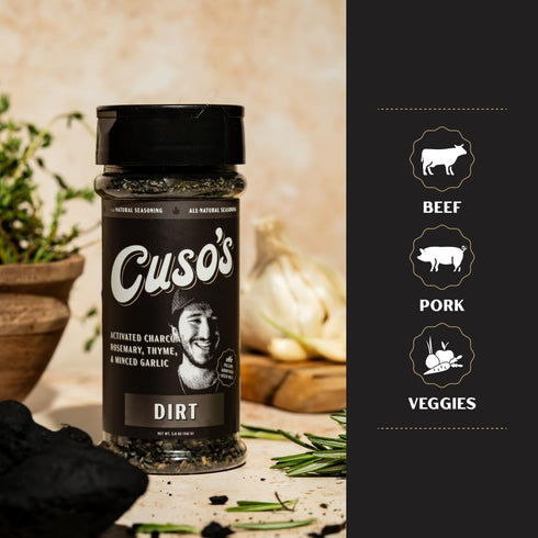 5 oz Cusos Dirt BBQ Seasoning - Dirt Rub - Bold Steak & Brisket Seasoning for Smoking - Dry Rub for Meat - Steak