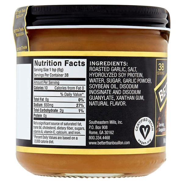 38 8 (Pack 1) Better Than Bouillon Premium Roasted Garlic Base, Made with Seasoned Roasted Garlic, Servings Per Jar