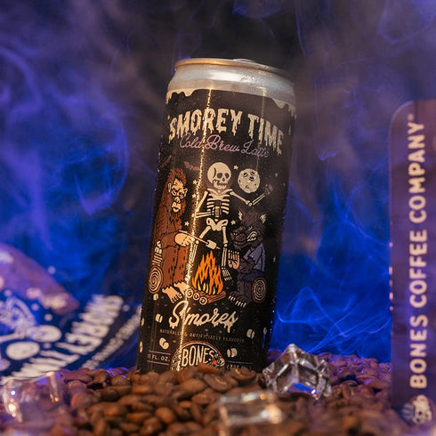 12 Pack 11 Oz Bones Coffee Company S'mores Iced Coffee Latte - S'mores Flavored Canned Coffee Drink - Cans - Each