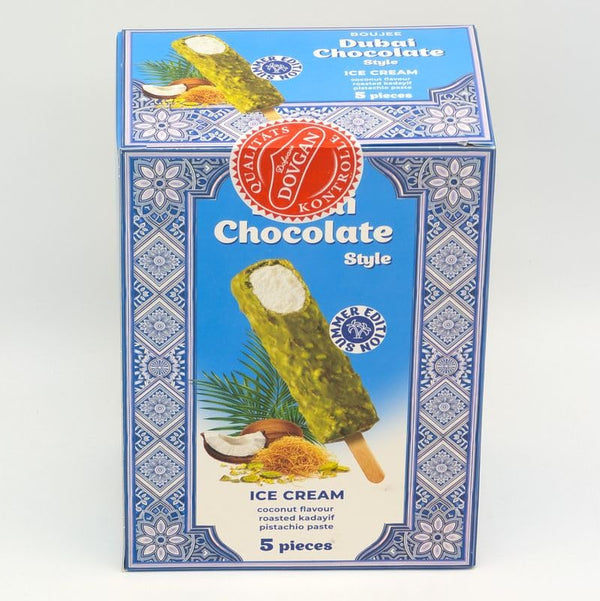 Raykush Art BOUJEE Dubai Chocolate Style Ice Cream, Coconut Flavor with Roasted Kadayif Pistachio