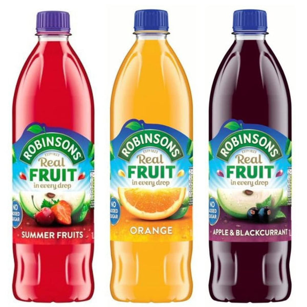 Generic No Added Sugar Fruit Squash 1L Variety of 3 (Summer Fruits, Orange,
