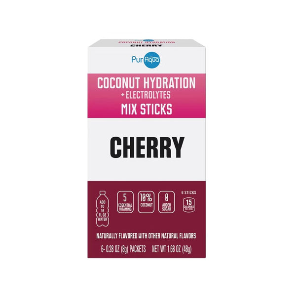 Generic 6 Count (2 12 PurAqua Cherry Coconut Hydration Sticks Electrolyte Drink Mix, Sugar-Free, per Box Boxes, Total