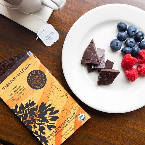 5 70% 100% Organic Mushroom Blend Dark Chocolate Bar | Functional Mushroom Supplement | Fruiting Body Extracts | Lion's