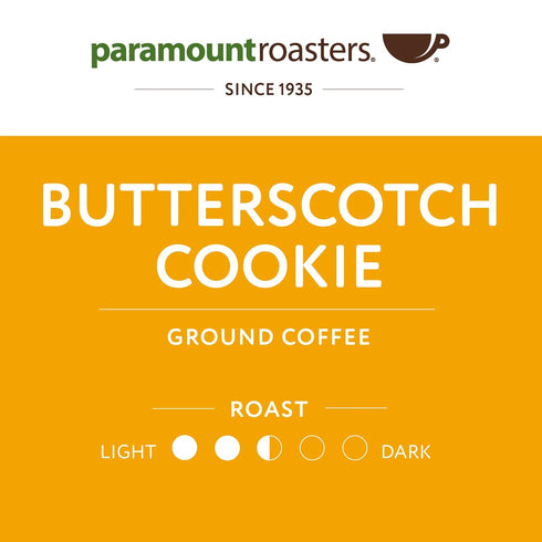 1-12oz Paramount Roasters, Butterscotch Cookie Flavored Ground Coffee, bag, Medium Roast (Paramount Coffee Company)