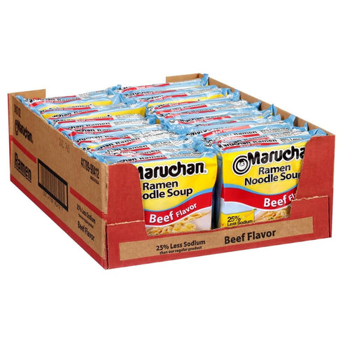 Maruchan Ramen Less Sodium Beef, Instant Ramen Noodles, Ready to Eat Meals,