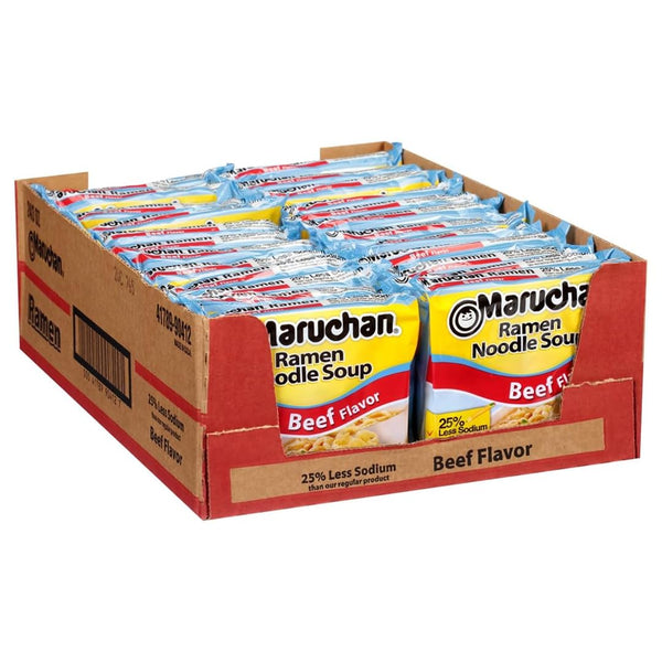 Maruchan Ramen Less Sodium Beef, Instant Ramen Noodles, Ready to Eat Meals,