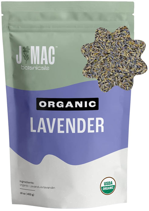 J MAC BOTANICALS Organic Lavender Buds (16 oz, 1 Pound Bag) - Bulk Dried Flowers