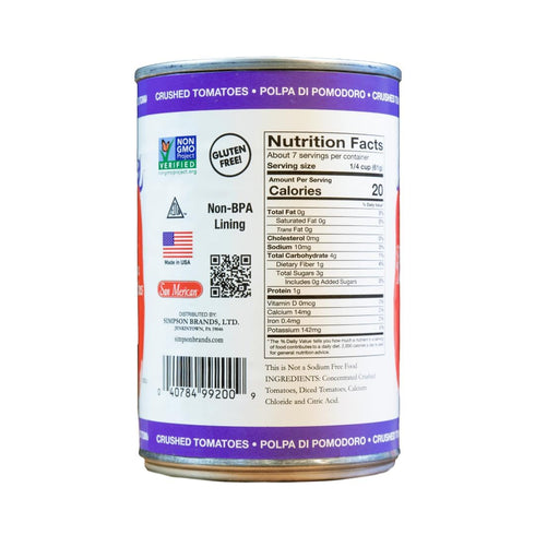 14.5 OZ SAN MERICAN TOMATO No Salt Added Crushed Tomatoes