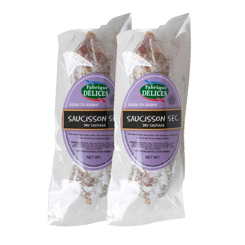 Fabrique Delices French Style Dry Salami - Saucisson Sec - 11oz (Two-Pack), Made in