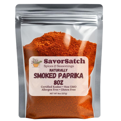 SavorSatch Smoked Paprika - Naturally Smoked Sweet Paprika, Certified Kosher, 8 Ounce Resealable
