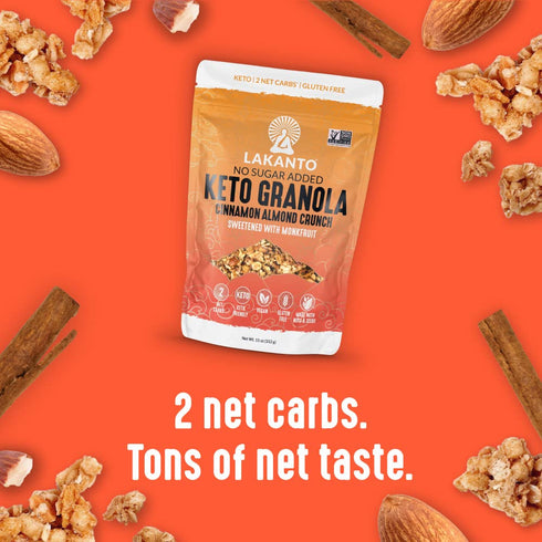 (11 Oz) Lakanto Cinnamon Almond Crunch Granola - Delicious Snack, Quick Breakfast Cereal, Keto Friendly, Monk Fruit