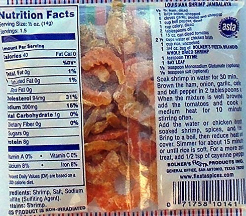 Bolner 3/4 Pack 4 's Fiesta Extra Fancy Whole Dried Shrimp, Ounce