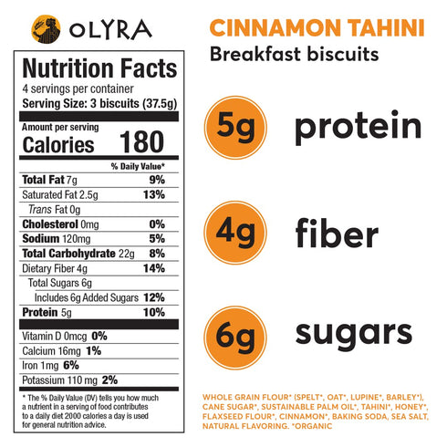 Olyra Biscuit Breakfast Olympic Rynner Cinnamon Tahini Organic, 5.3 Ounce