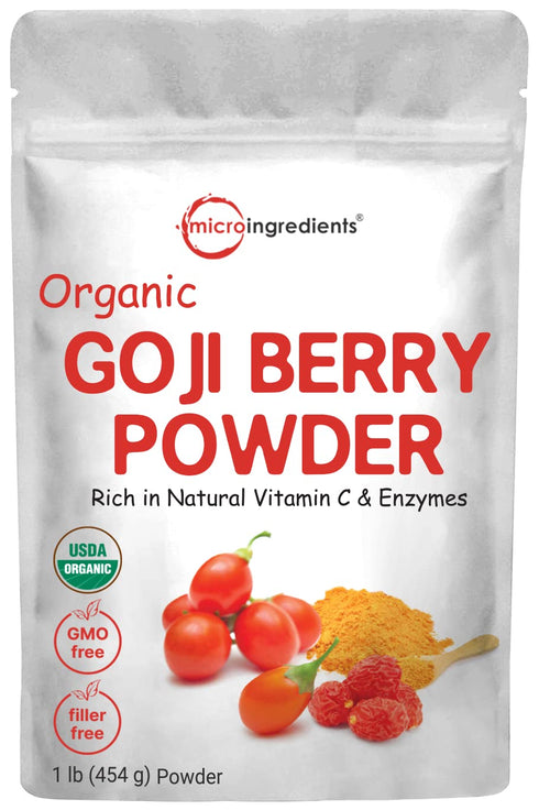 Organic Goji Powder, 16 Ounces | 100% Natural Fruit Source | Freeze-Dried