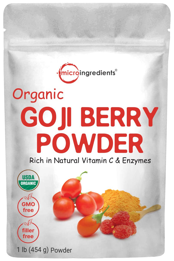 Organic Goji Powder, 16 Ounces | 100% Natural Fruit Source | Freeze-Dried