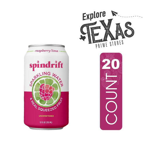 20- Pack 12 oz Spindrift of Raspberry Lime Sparkling Water & Real Squeezed Fruit fl Can