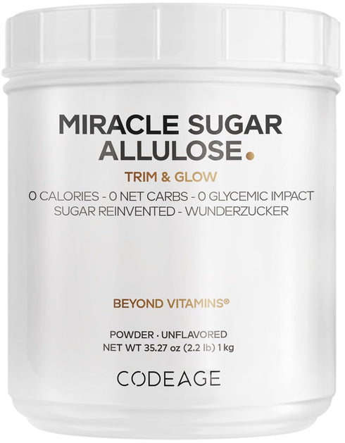 Codeage Miracle Sugar Allulose Powder - All-purpose Zero Calorie Allulose Sweetener, +3