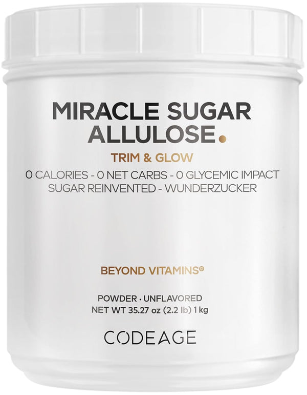 Codeage Miracle Sugar Allulose Powder - All-purpose Zero Calorie Allulose Sweetener, +3