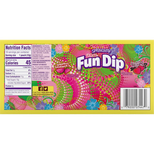 6.88 oz (16 LIK-M-AID Fun Dip Easter Candy, Wonderous Watermelon and Strawberry Licious, Easter Candy, pouches)