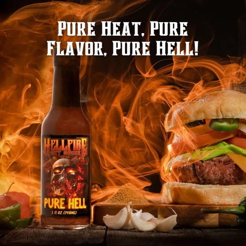 7 5 oz Hellfire Pure Hell Hot Sauce, Pepper Blend, Gourmet, Multi Award-Winning, Amazingly Hot and Flavorful Sauce