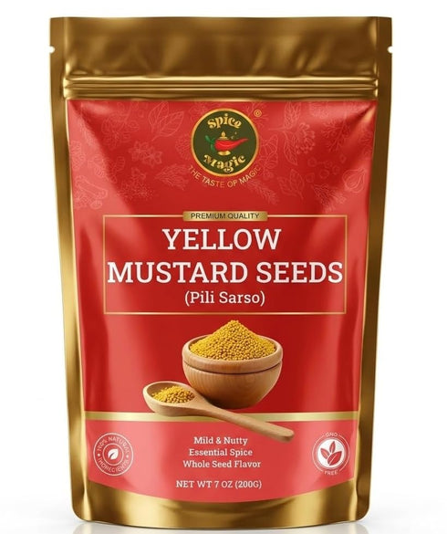 Spice Magic Yellow Mustard Seeds Whole 7oz I Perfect for Ground Mustard
