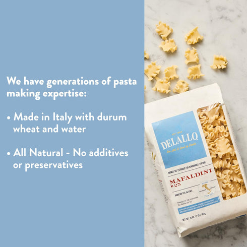 100% 16 oz (2 Pack) DeLallo Mafaldini Pasta, Mini Lasagna Noodles, Short Ruffle Shape, Vegan, Kosher, Non-GMO, Made
