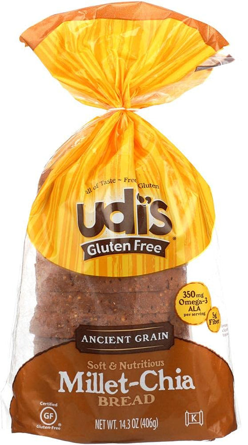 Udi's Udis Gluten Free Foods, Bread Millet Chia Gluten-Free, 14.3 Ounce