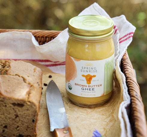 16 oz Spring Sunrise Organic Brown Ghee - Grass Fed Clarified Butter - Keto & Paleo Friendly, Lactose & Gluten Free