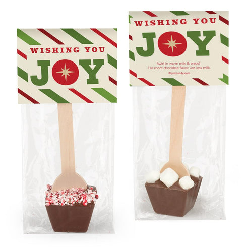 12 Pcs Christmas Hot Chocolate Spoons Gourmet Dark Chocolate Favors with Crushed
