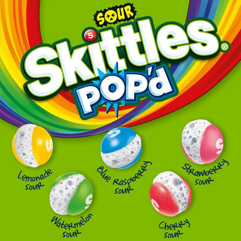 5.5 Oz Skittles Pop'D Sour Freeze Dried Candy Assortment, Resealable Bag
