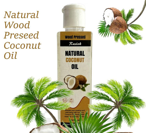 Raslok 100% Natural Coconut Oil, Pure Coconut Oil for Culinary, Skincare, and Hair Care Purposes (4 oz)