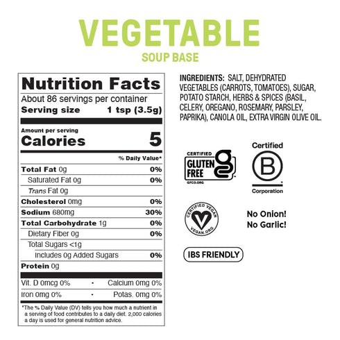 10.6 Oz, Fody Foods Vegetable Soup Base & Seasoning, Ready to Use, Garlic and Onion Free, Low FODMAP Certified, Gut