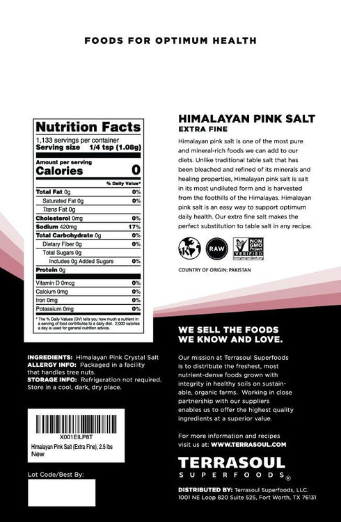 5 Lbs (2 Pack) Terrasoul Superfoods Himalayan Pink Salt, - Extra Fine Grind | Trace Minerals