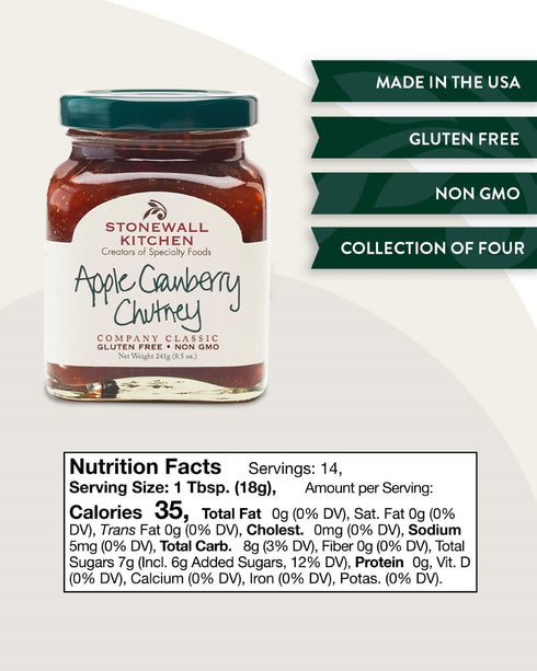 8.5 Stonewall Kitchen Apple Cranberry Chutney, Ounces