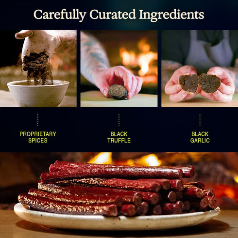 10 Pack Carnal Luxury Beef Sticks - Black Truffle & Black Garlic Gourmet Flavor - Chef Crafted Paleo-Friendly Keto