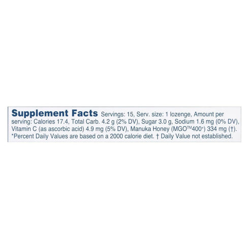 Manuka Health Manuka Honey Lozenges – 15 Blackcurrant Flavored Lozenges for Immune Support