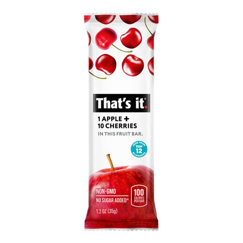 100% (12 Pack) That's it. Apple + Cherry Natural Real Fruit Bar, Best High Fiber Vegan, Gluten Free Healthy Snack